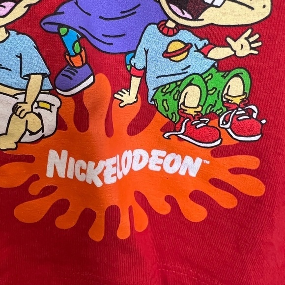 Nickelodeon 90s Cartoons Red Cropped Long Sleeve Graphic Shirt Womens Medium - Picture 8 of 9